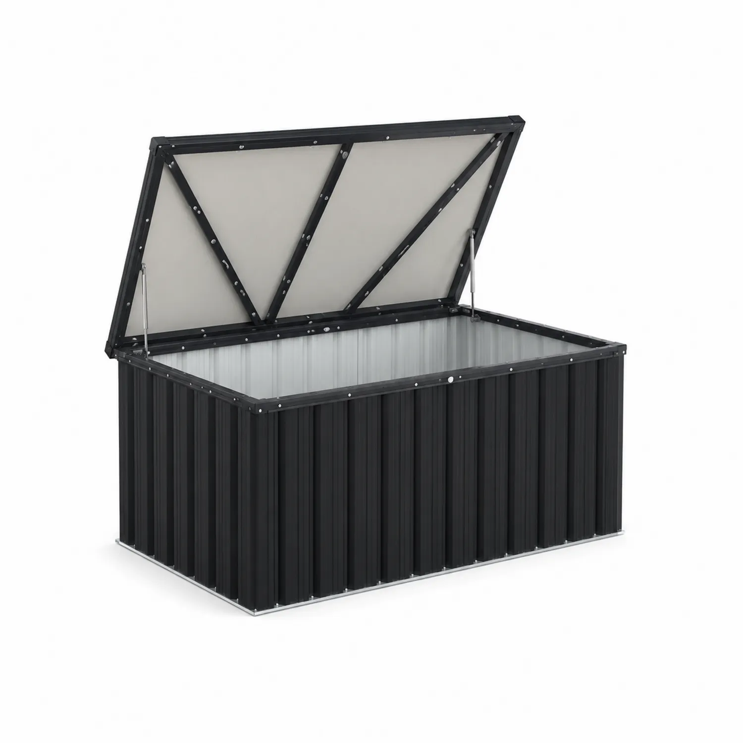 Cassapanca in Acciaio Zincato Nero 120x60x75 cm-Casnidolor