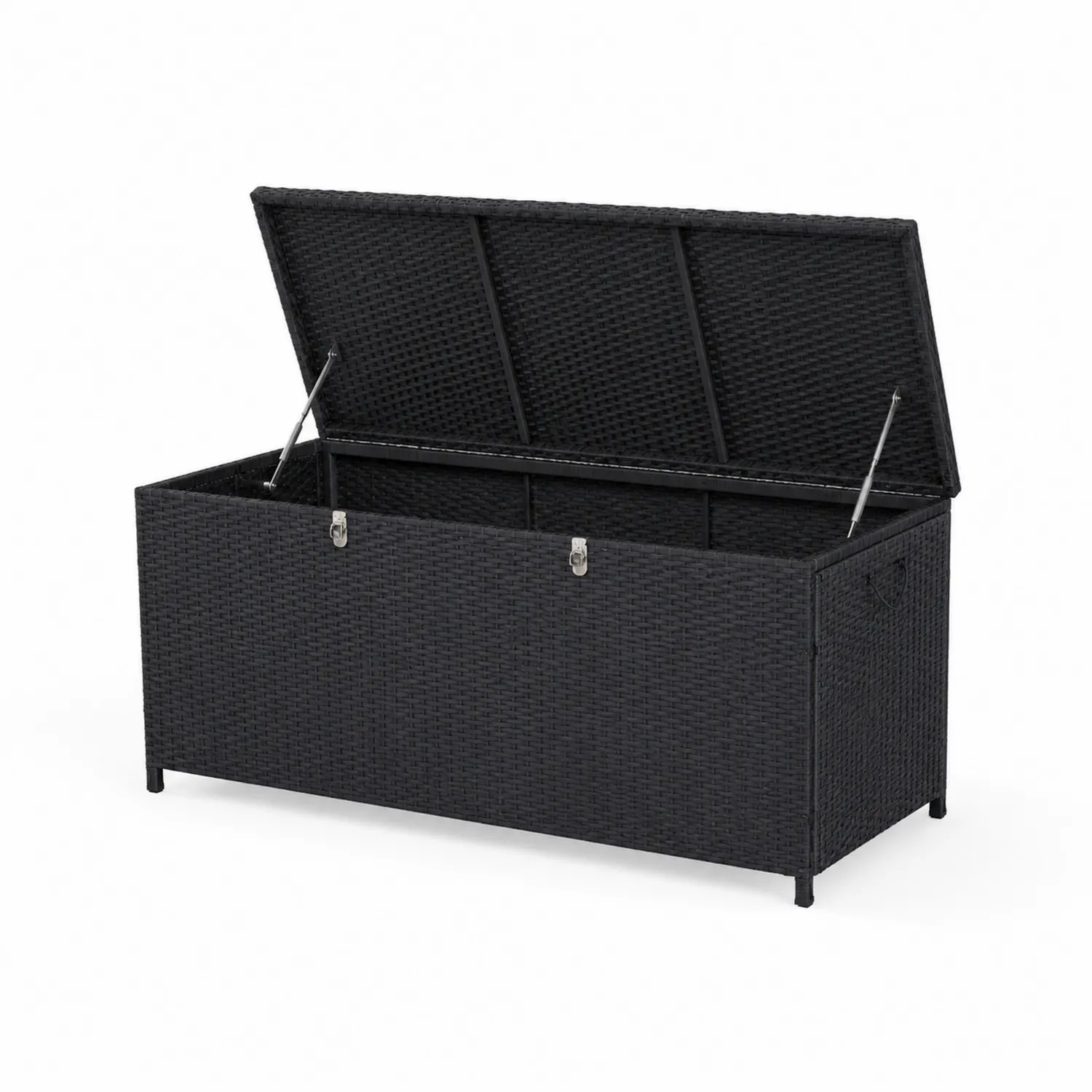 Cassapanca in Rattan Sintetico Nero 120x60x50 cm-Casnidolor