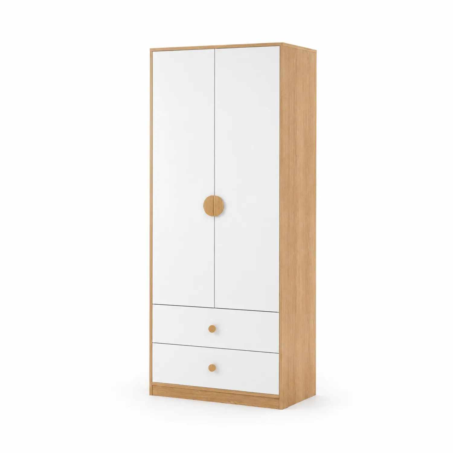 Armadio in legno con ante e cassetti bianchi-Casnidolor