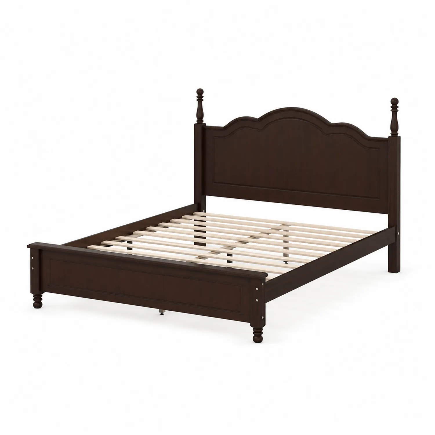Letto matrimoniale in legno massello marrone 200x160 cm-Casnidolor
