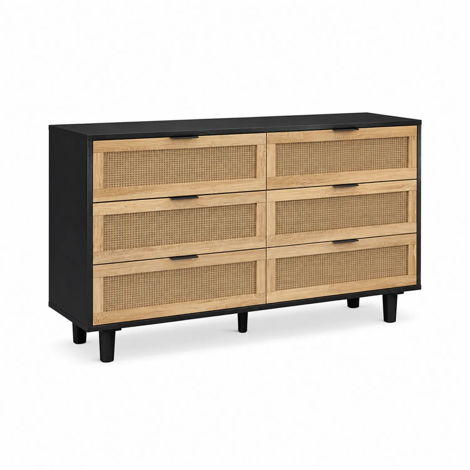 Cassettiera in Legno e Rattan con Sei Cassetti-Casnidolor