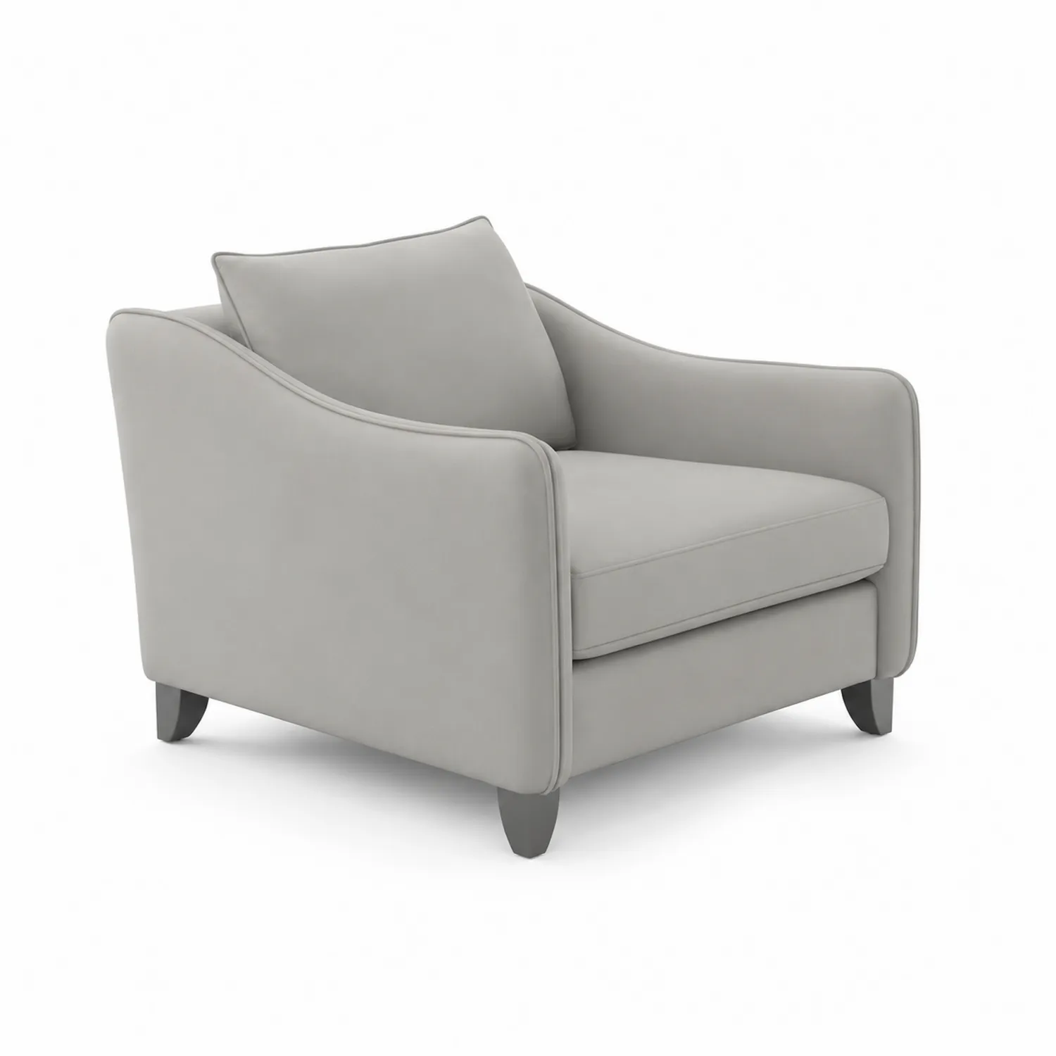 Poltrona in Tessuto Grigio con Struttura in Legno Massello-Casnidolor