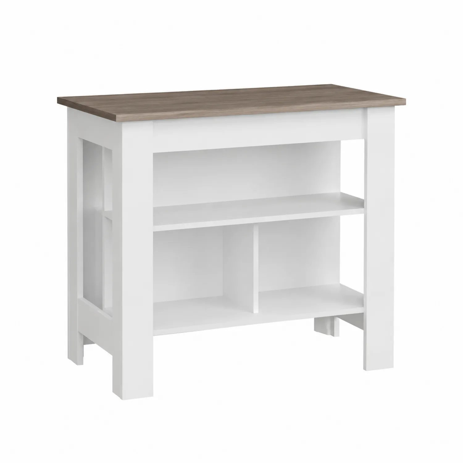 Isola Cucina Moderna in Legno MDF Bianco con Ripiano Melaminico 115cm-Casnidolor