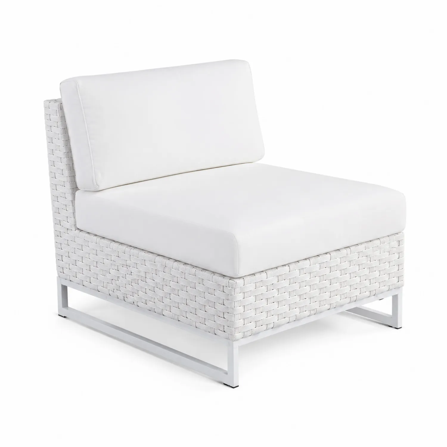 Poltrona Modulare da Esterno in Rattan Sintetico e Acciaio Bianco-Casnidolor
