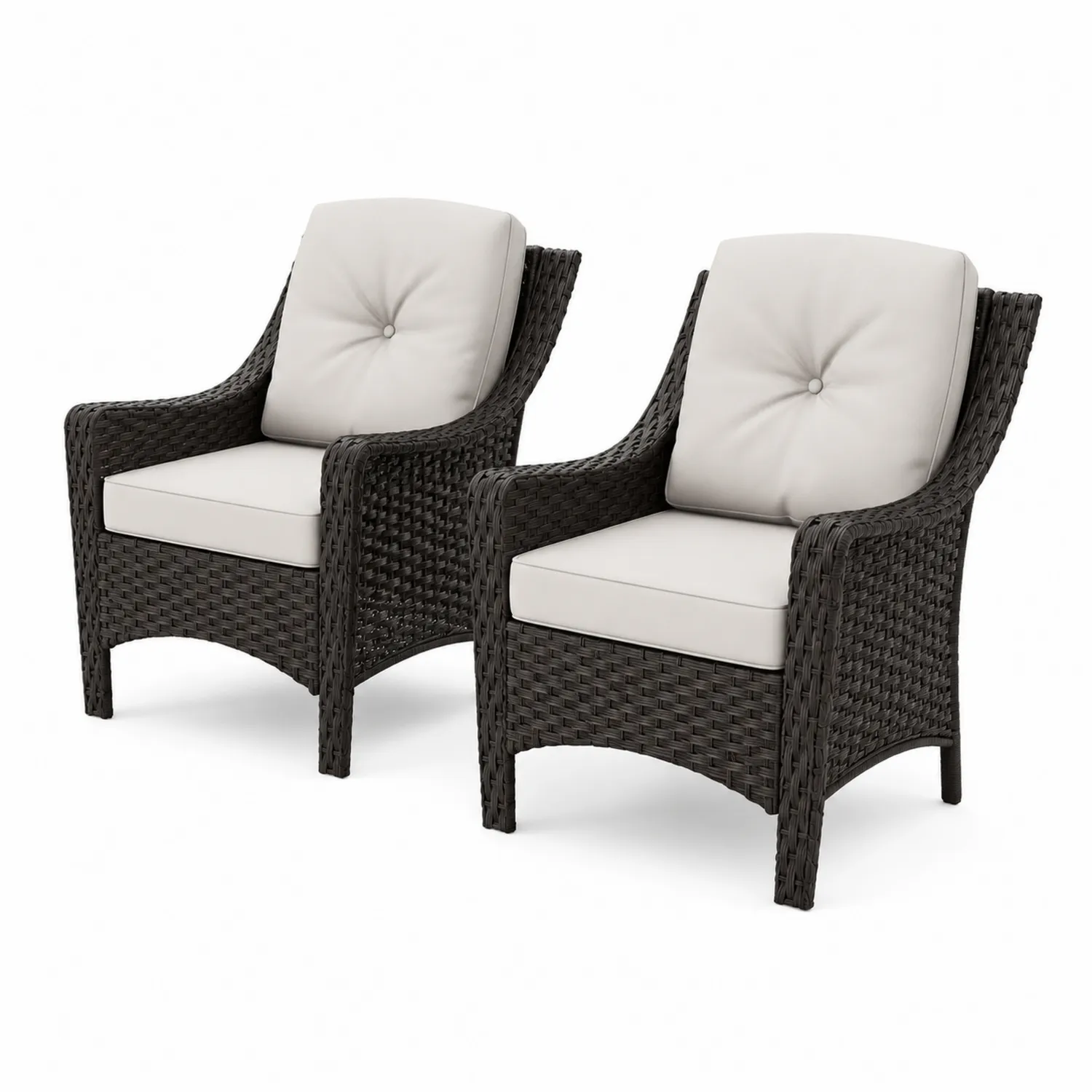 Set di 2 poltrone in rattan sintetico con cuscini in poliestere-Casnidolor