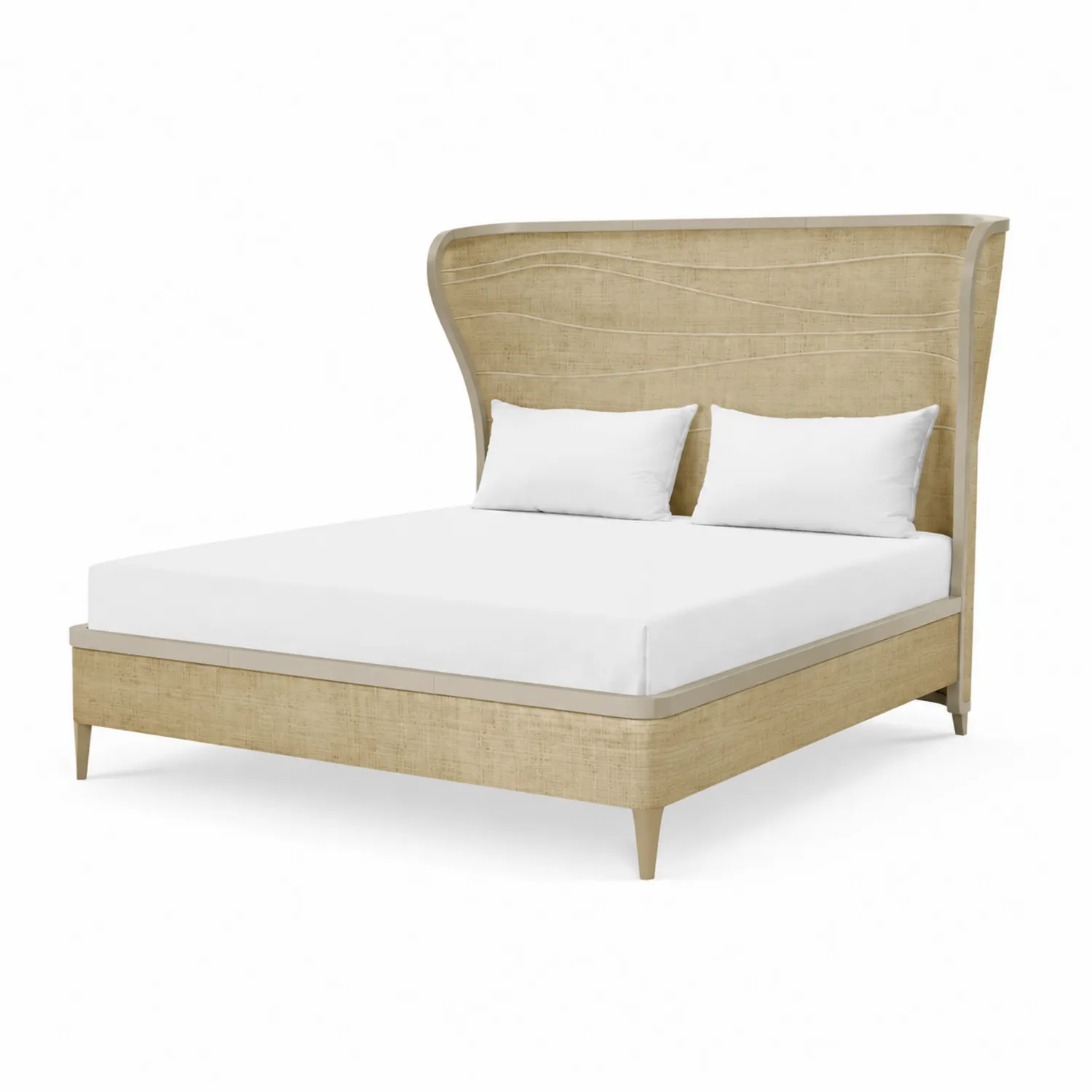 Letto matrimoniale legno e tessuto beige 200x160 cm-Casnidolor