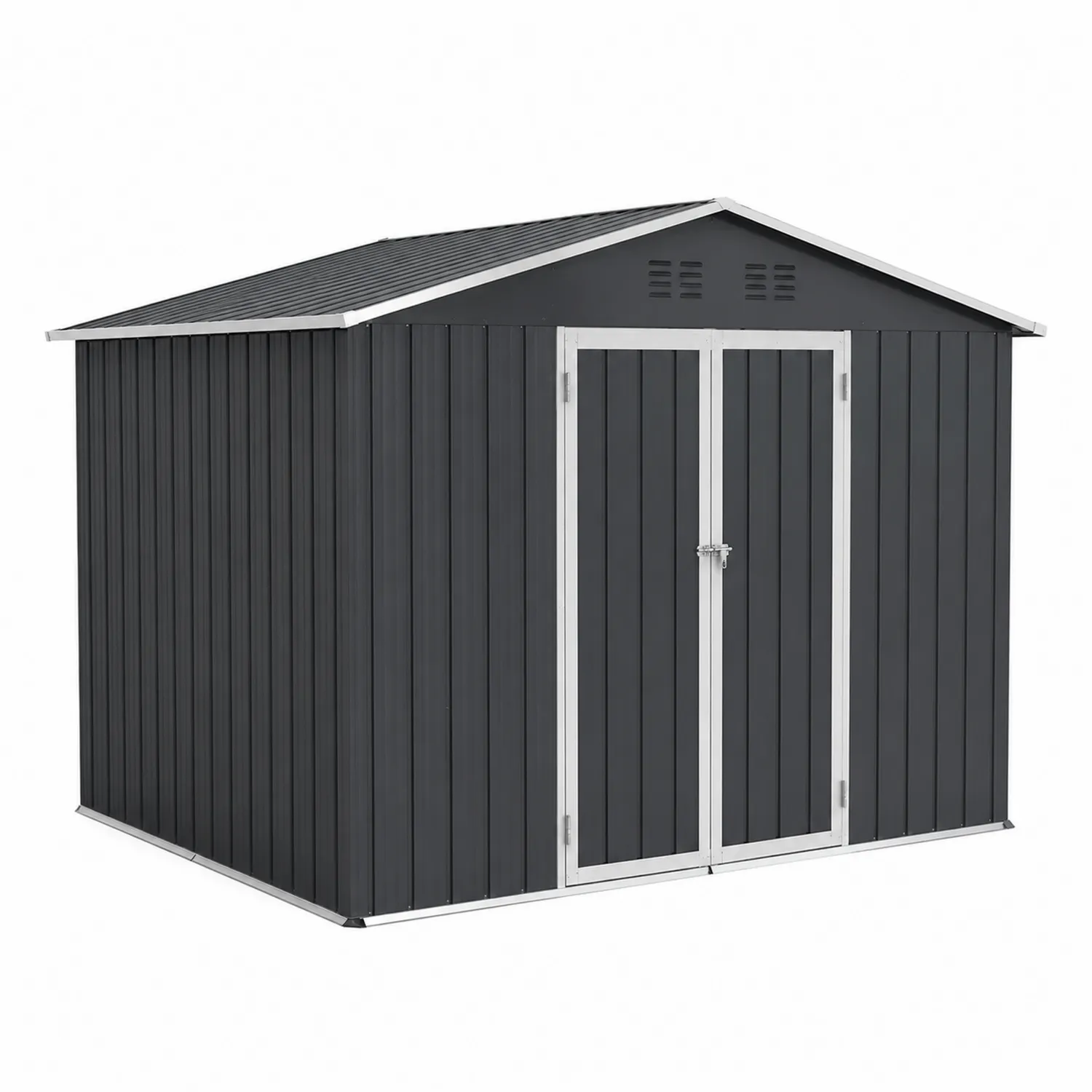 Capanno in Lamiera d'Acciaio Grigio Antracite per Esterni 257x205x178 cm-Casnidolor