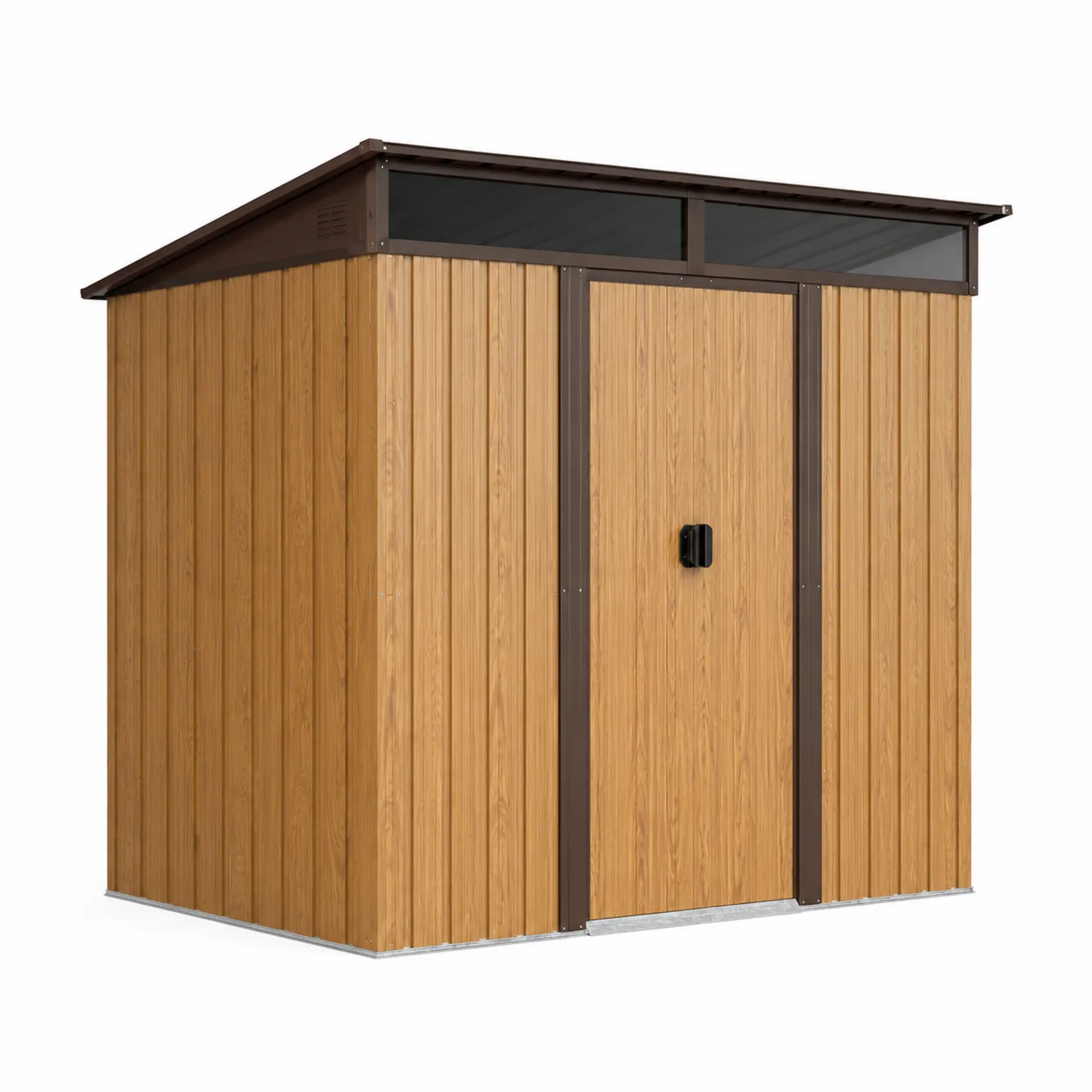 Casetta da giardino in acciaio effetto legno 213x130x185 cm-Casnidolor