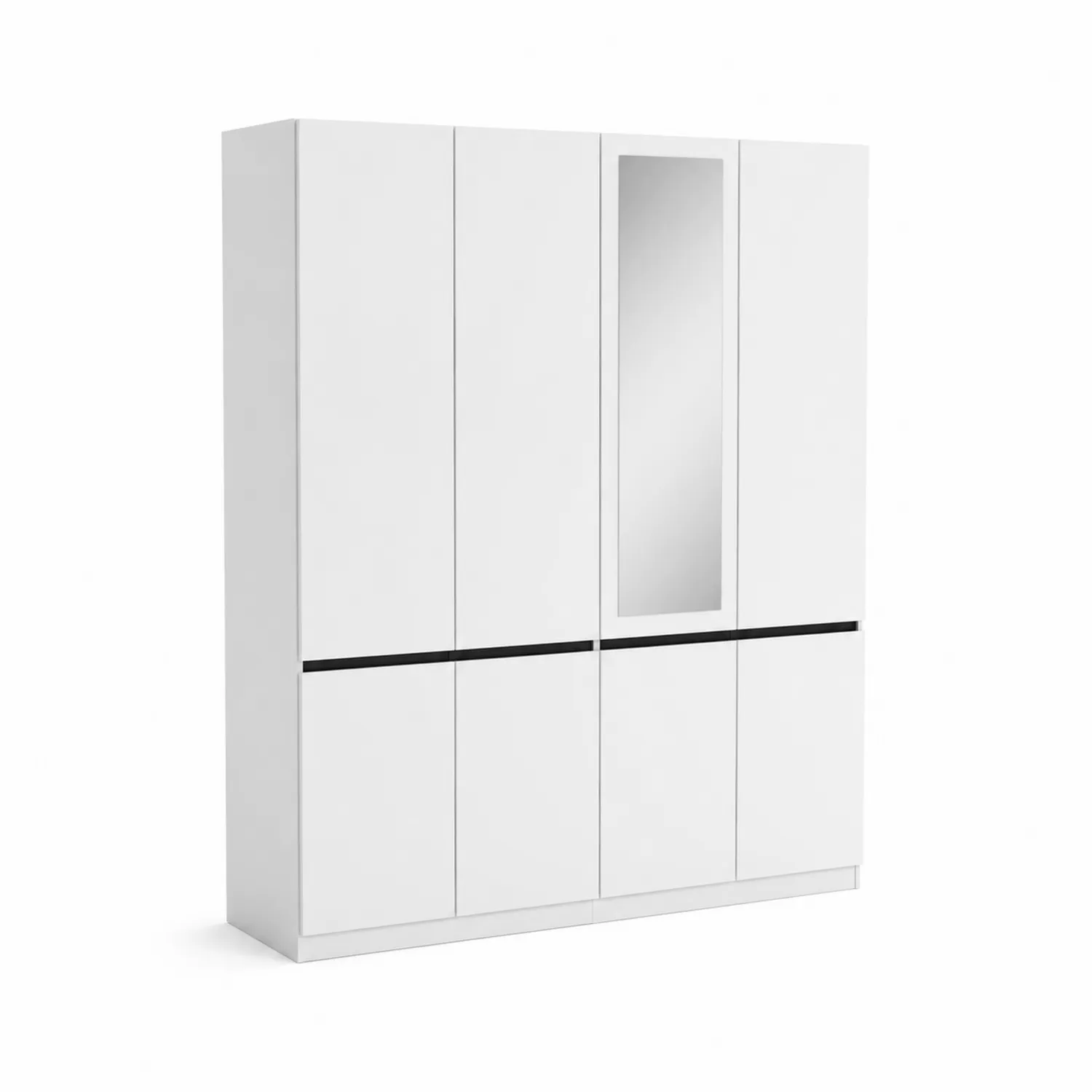 Armadio Bianco con Specchio 6 Ante in MDF-Casnidolor