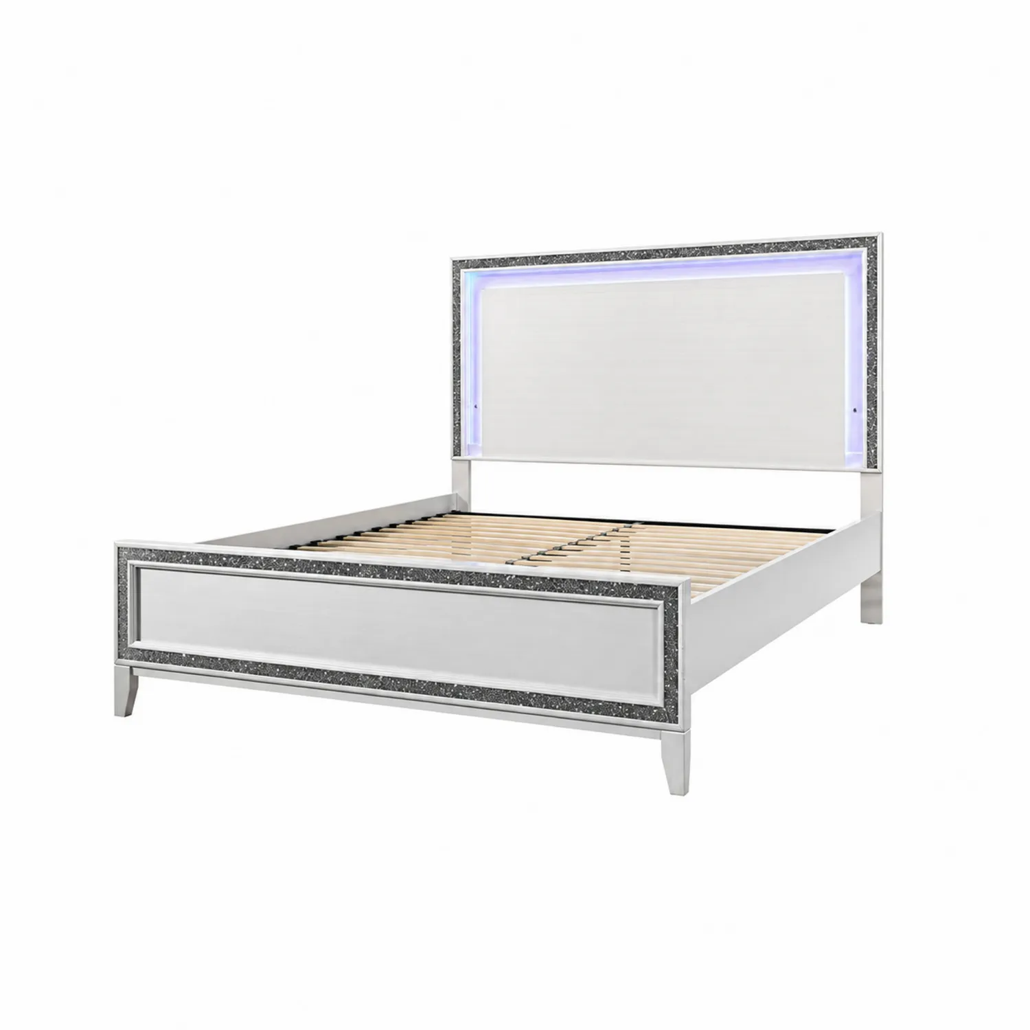 Letto matrimoniale in MDF con illuminazione e dettagli in grafite-Casnidolor