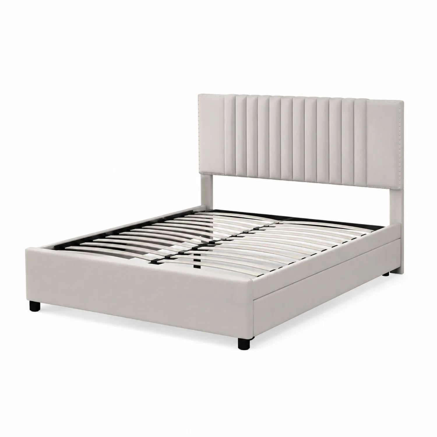 Letto matrimoniale in pelle sintetica con testiera trapuntata 200x160 cm-Casnidolor