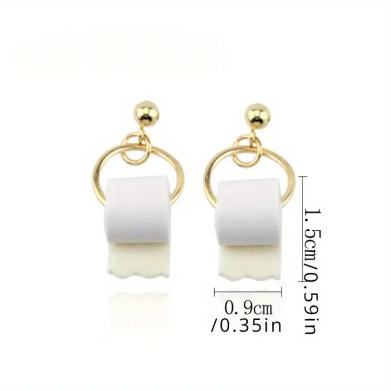 1pair trendy creative toilet roll paper earrings fashion jewelry female funny earrings towel paper earrings fashion jewelry 2