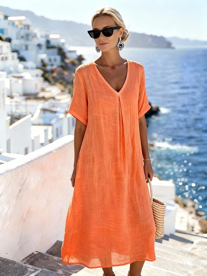 New Arrivals🔥Women'S Casual Solid Color  Dress