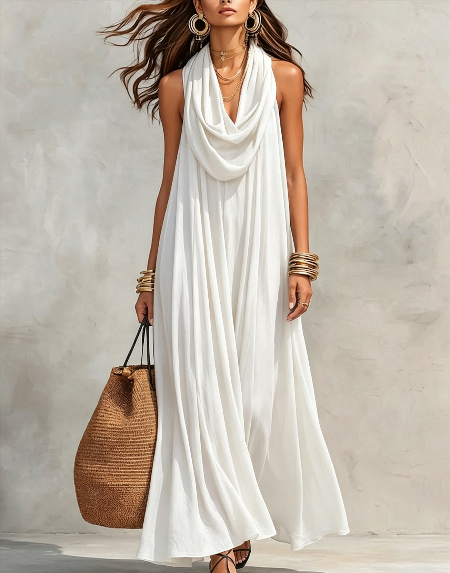 Women's Flowy Swing-collar Casual Dress