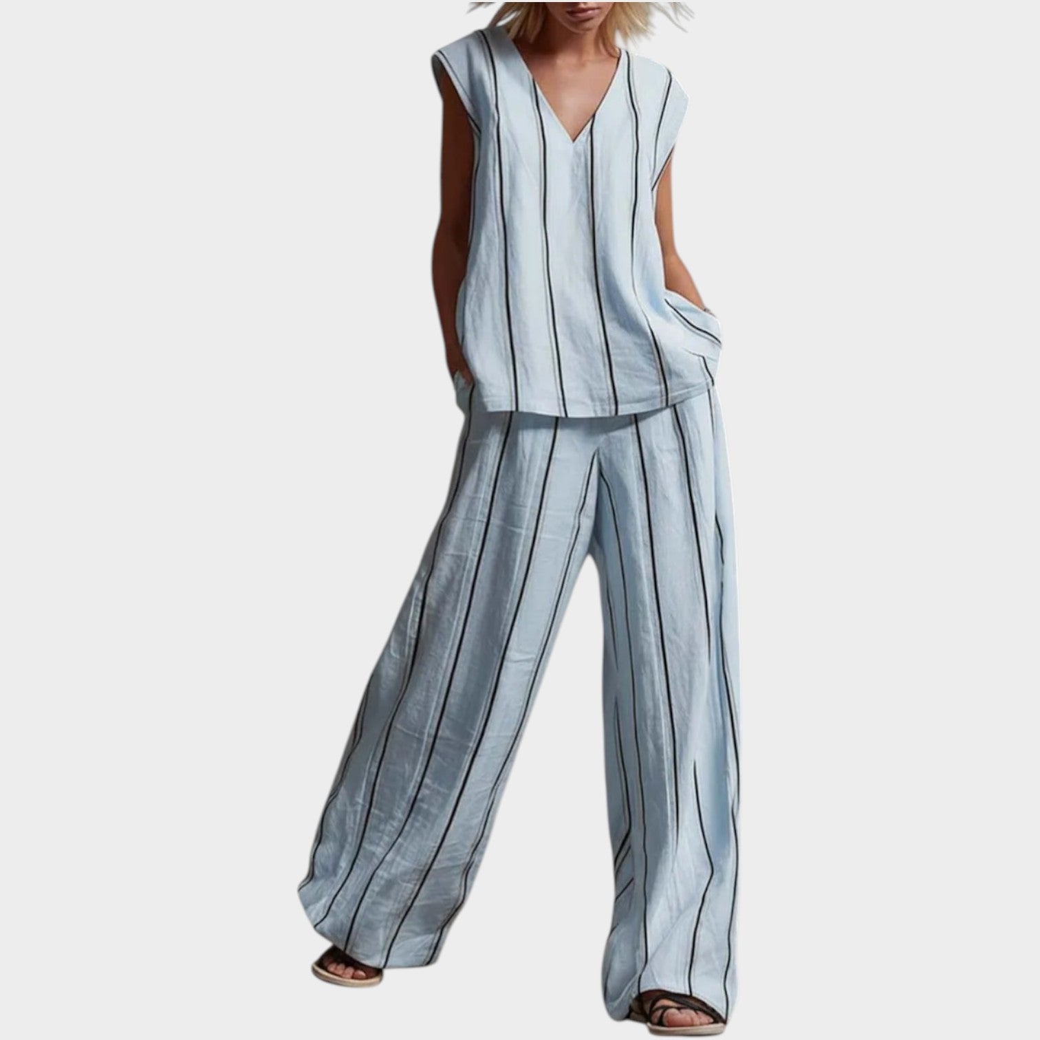 Today 50% off🔥Women’sStriped Linen Relax Set