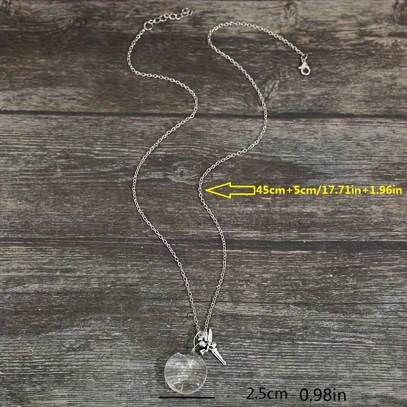 dandelion seed glass   necklace with alloy angel fairy pendant fashionable over 15 years non plated casual jewelry accessory for women 3