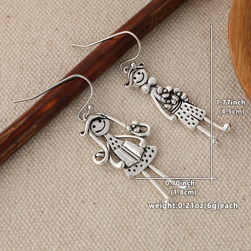 vintage boy and girl dangle earrings with hook backs for pierced ears hallarked gift for mom 5