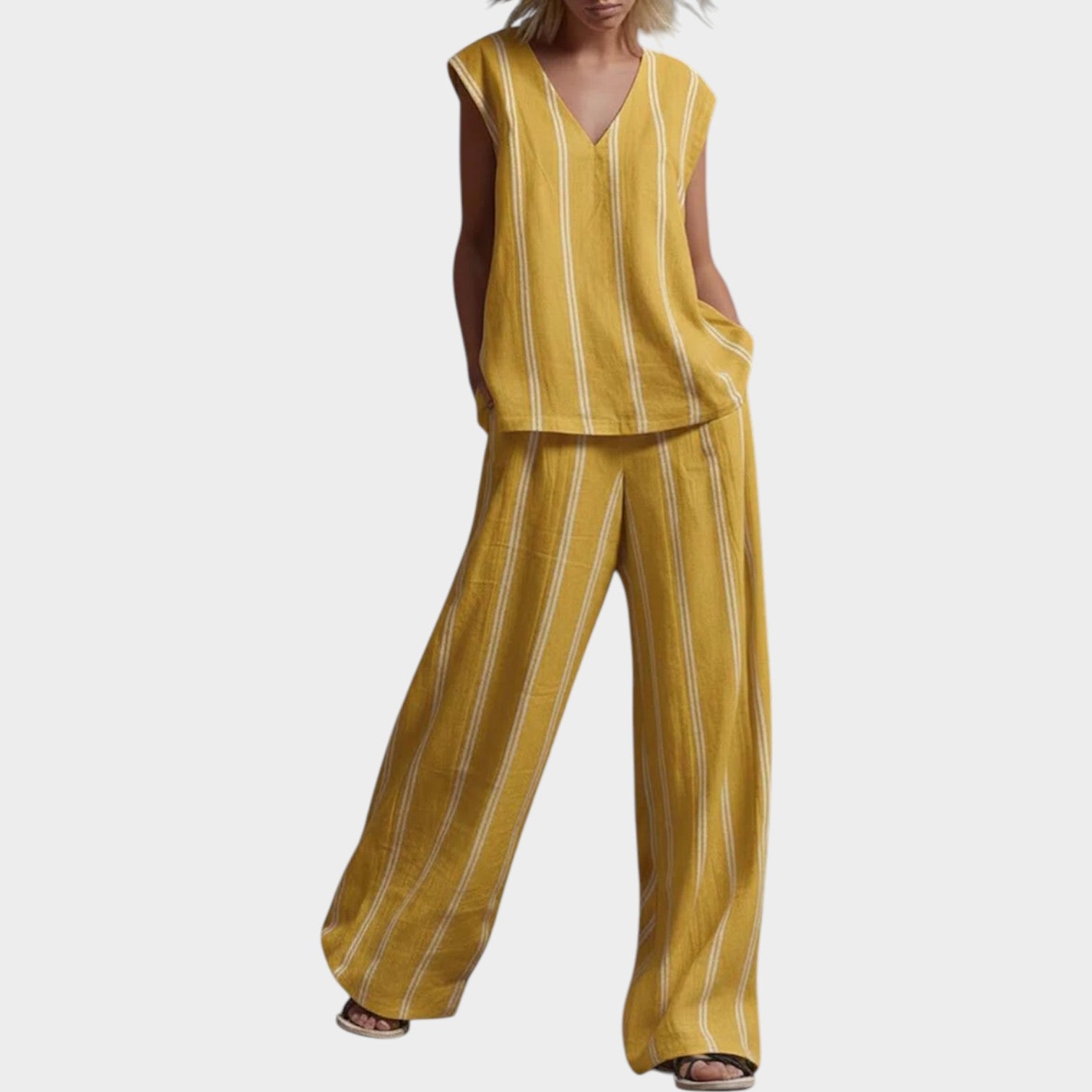 Today 50% off🔥Women’sStriped Linen Relax Set