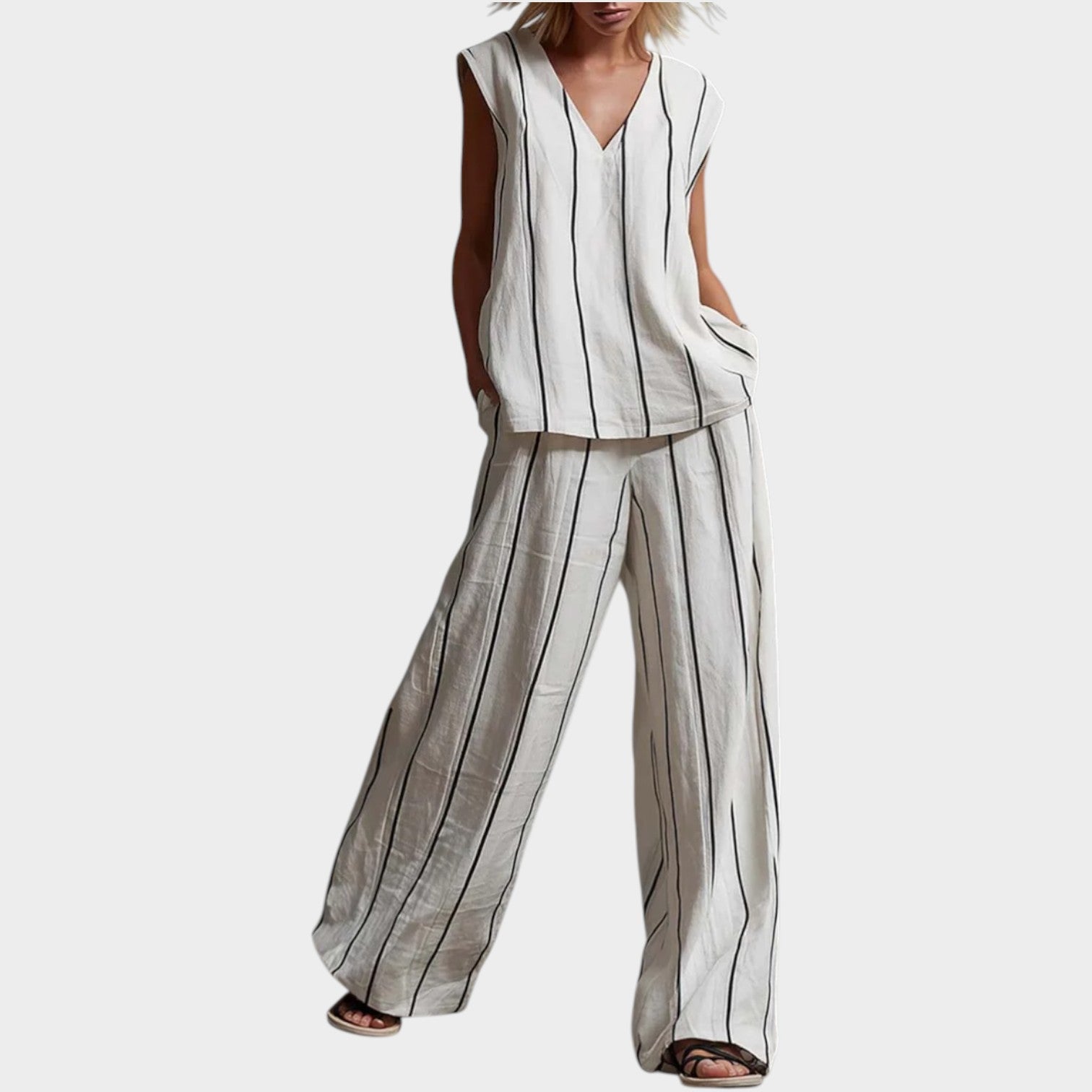 Today 50% off🔥Women’sStriped Linen Relax Set