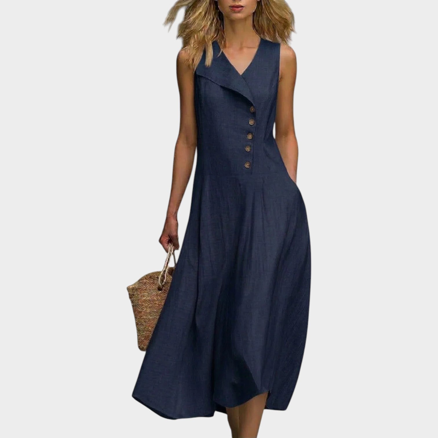 🌿Comfortable Casual Asymmetrical Button Midi Dress