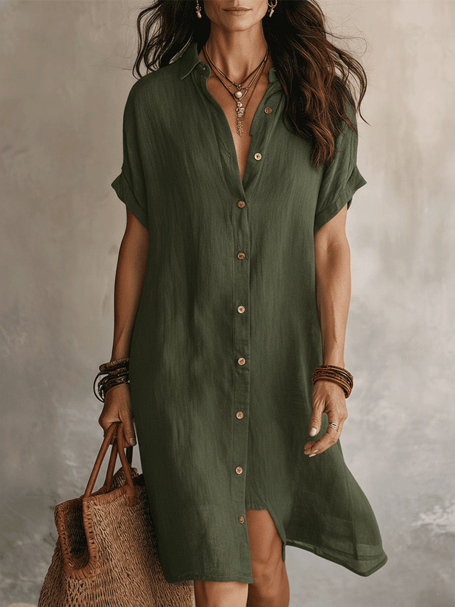🌿Comfortable Casual Fresh Linen Shirt Dress