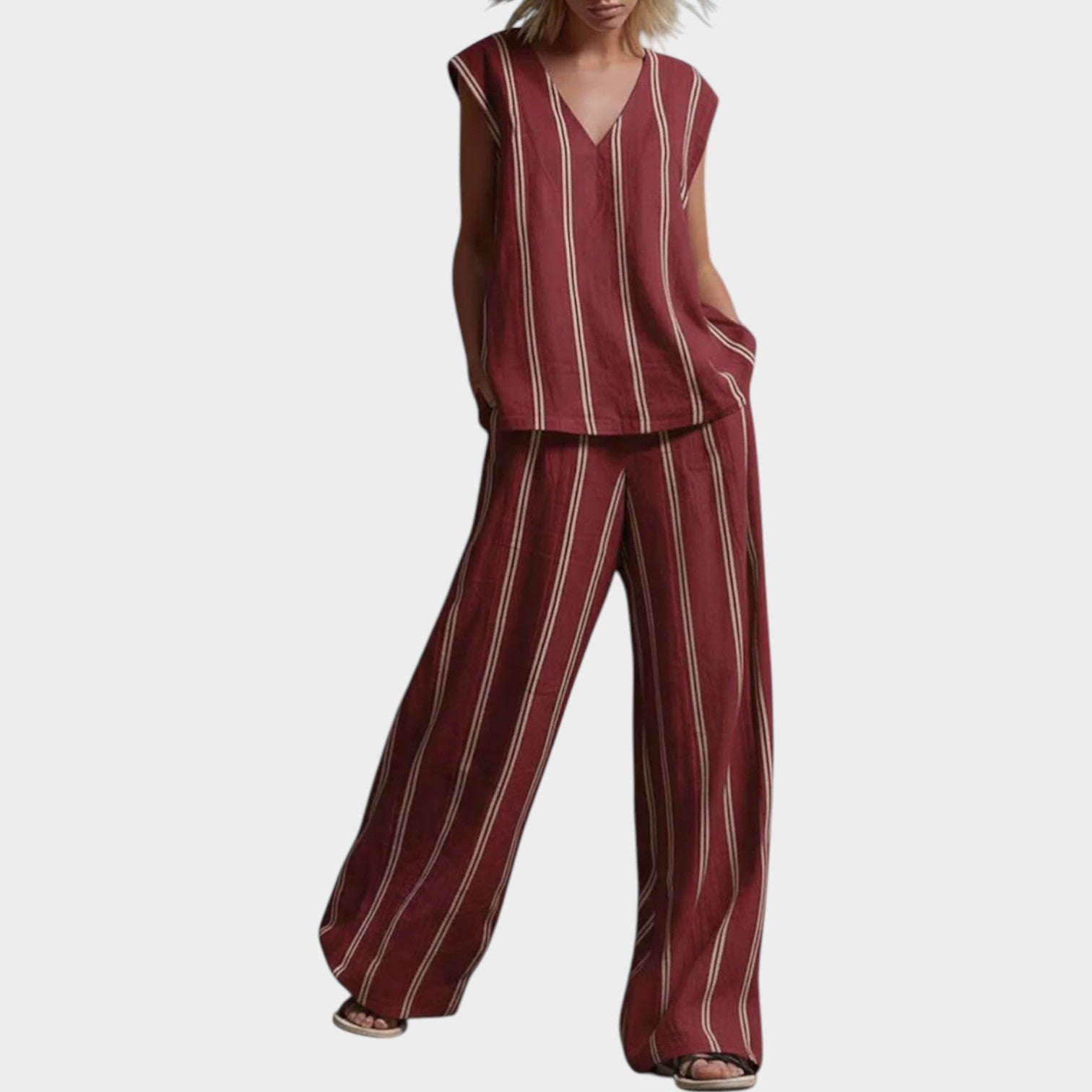 Today 50% off🔥Women’sStriped Linen Relax Set