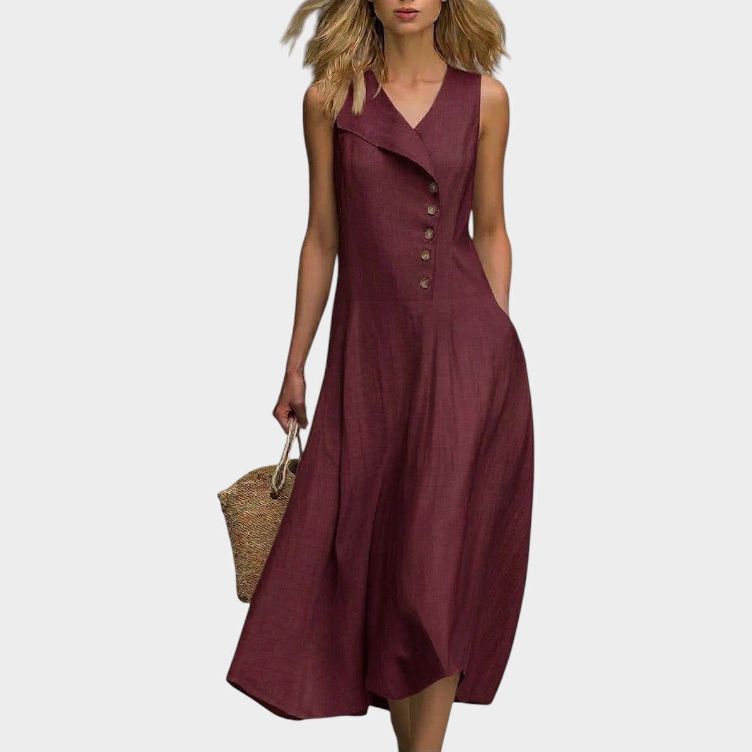🌿Comfortable Casual Asymmetrical Button Midi Dress