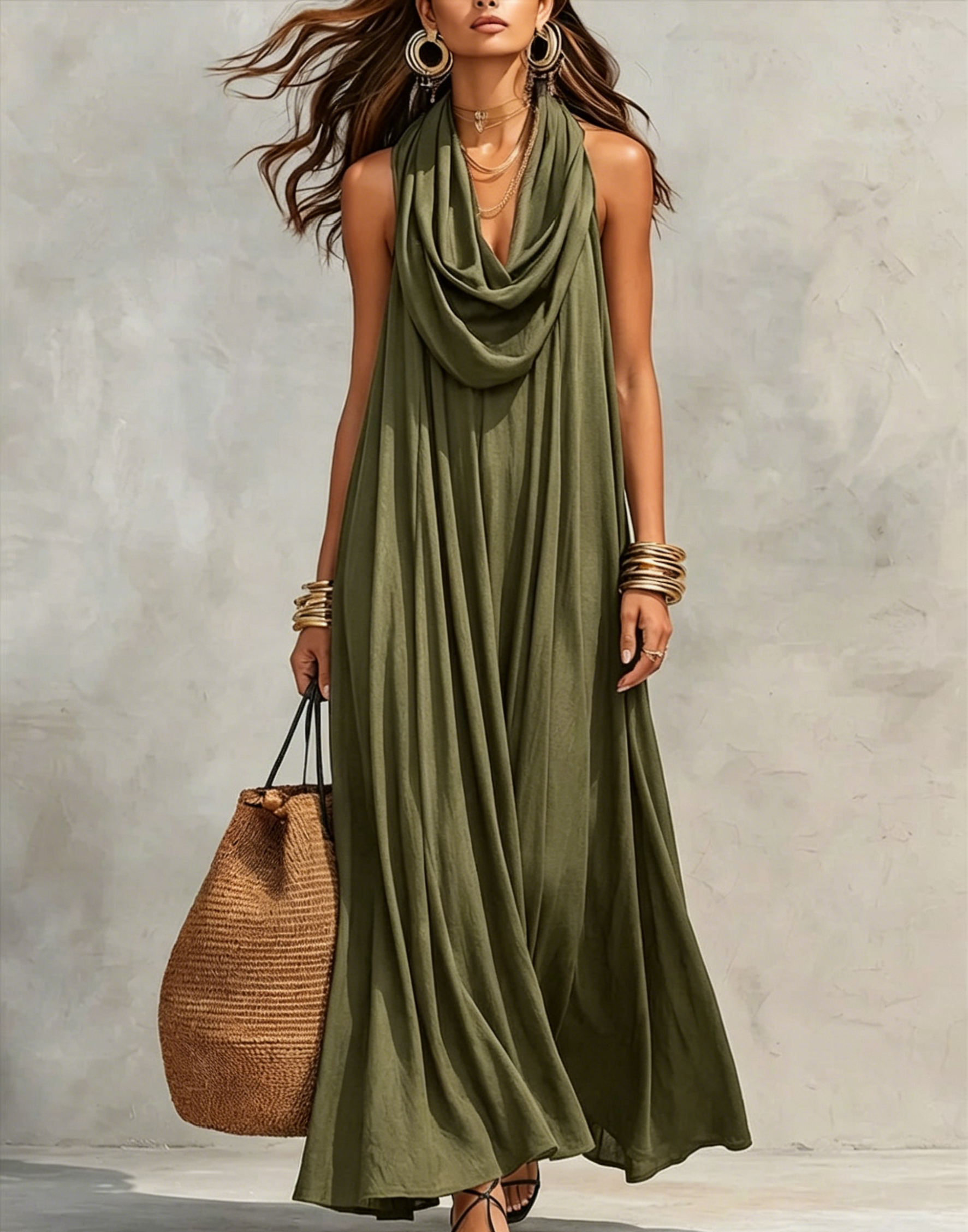 Women's Flowy Swing-collar Casual Dress