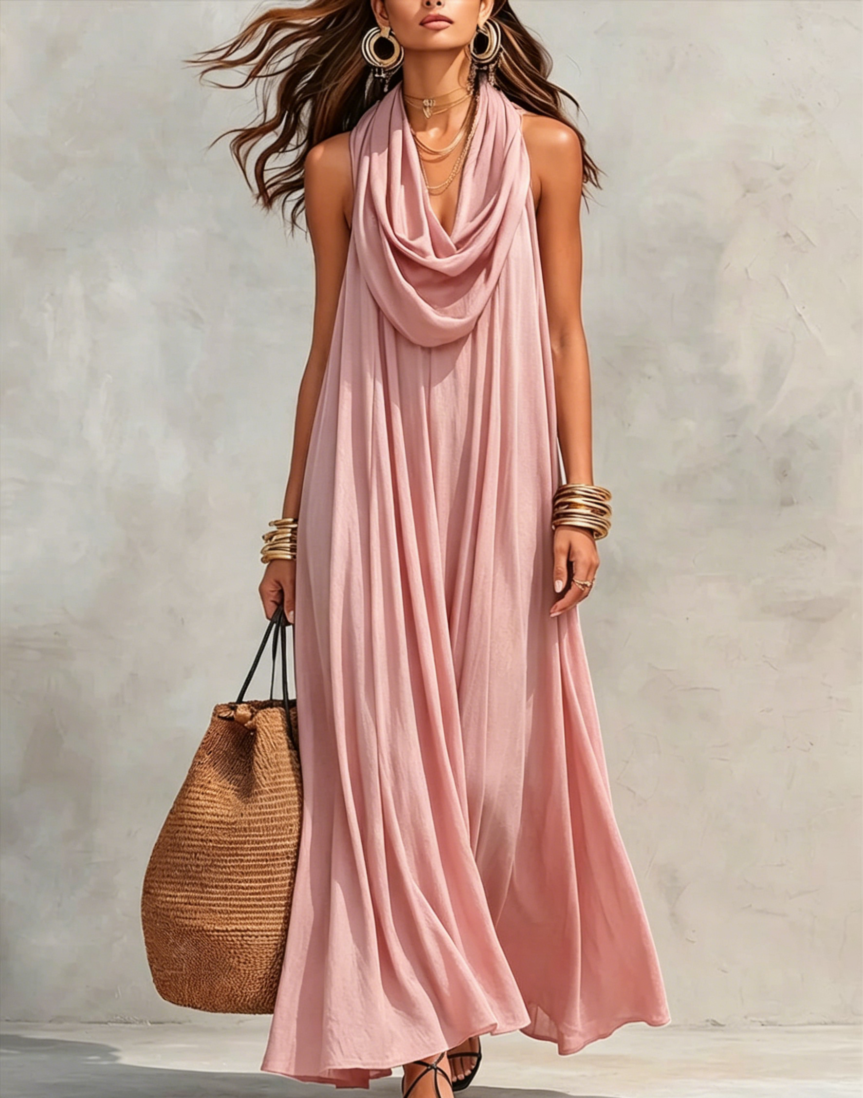 Women's Flowy Swing-collar Casual Dress