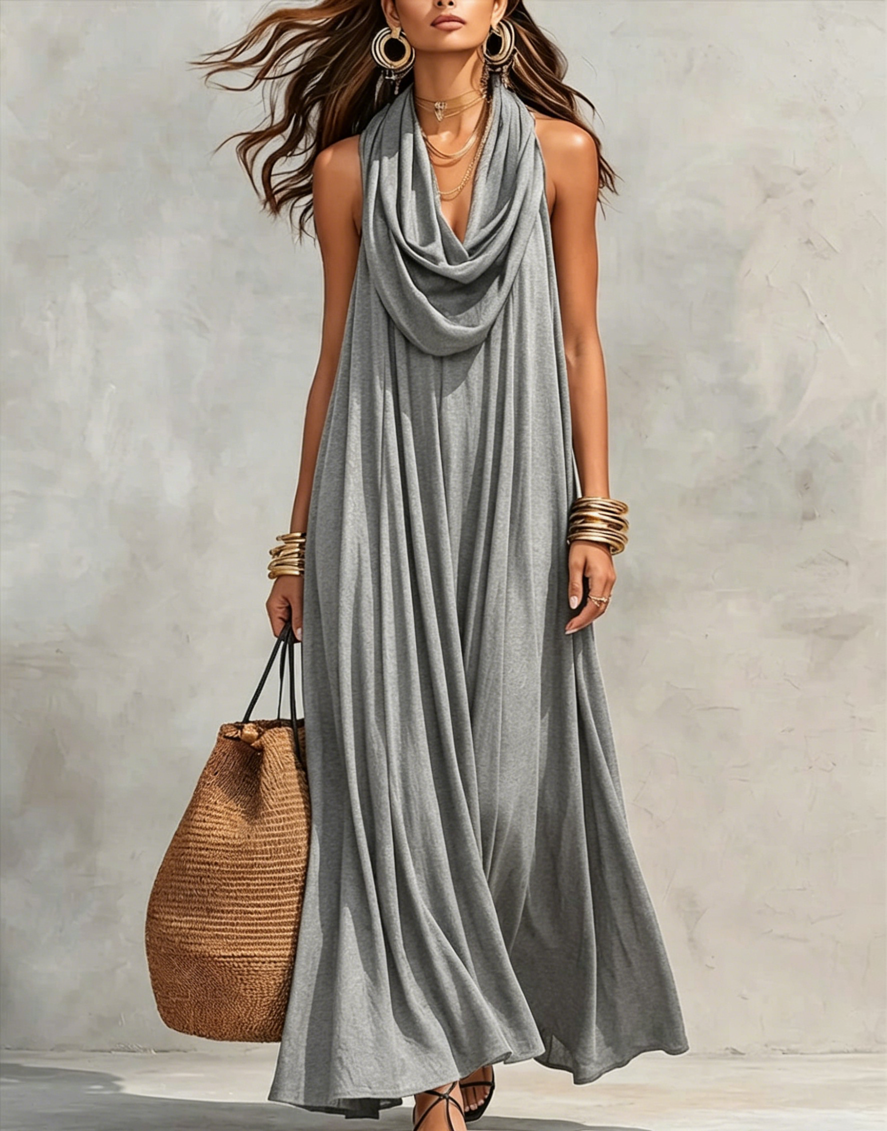 Women's Flowy Swing-collar Casual Dress