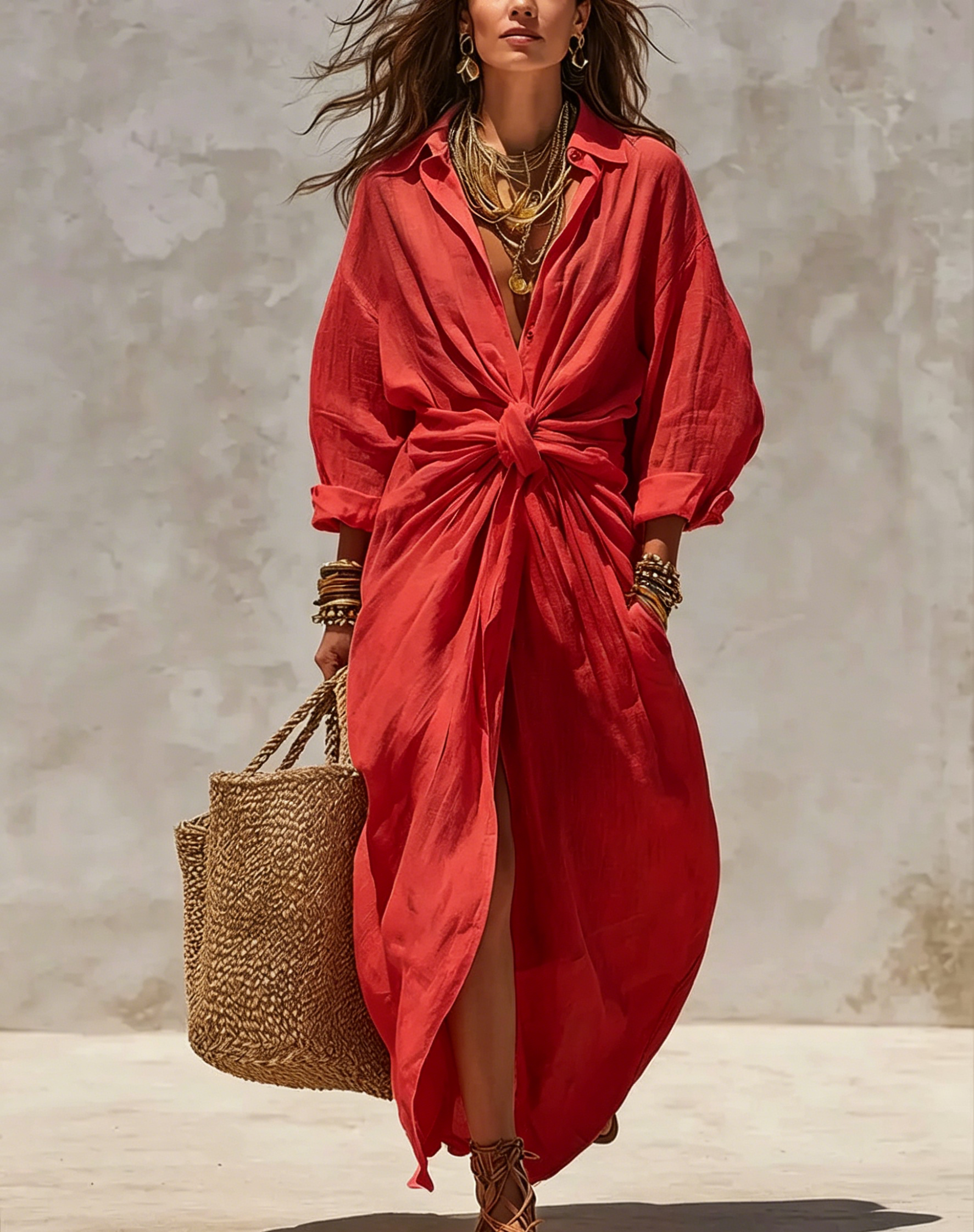 Women's Designer Cotton and Linen shirt dress