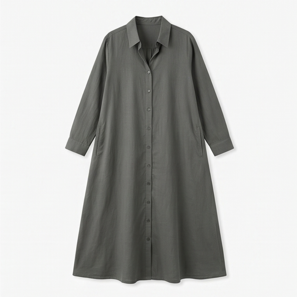 Effortless Maxi Shirt Dress with Pockets