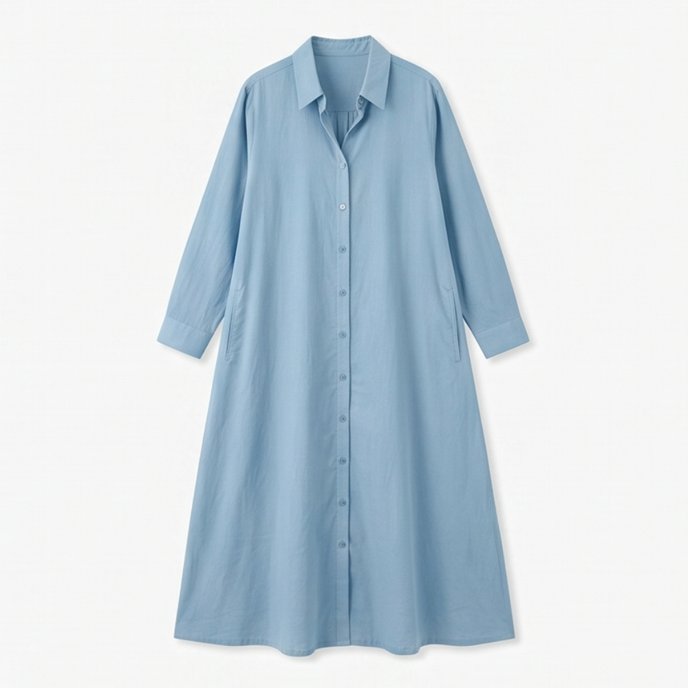 Effortless Maxi Shirt Dress with Pockets