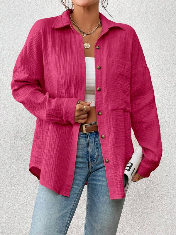  Women's Soft Button Down Cotton-linen Shirt