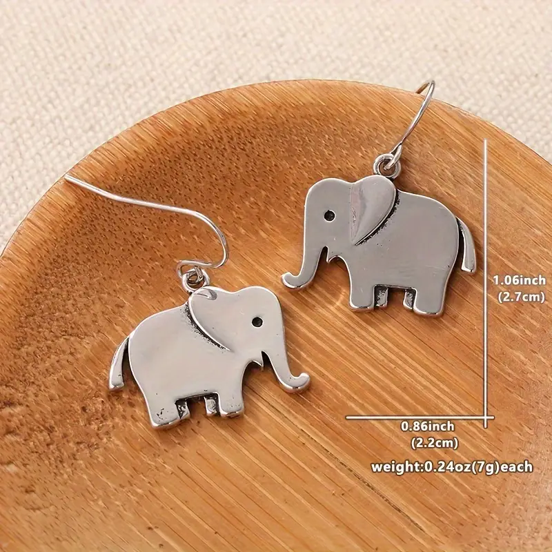 vintage boho elephant drop earrings 925 silver plated copper ear needle no mosaic lightweight daily gift occasion jewelry compatible christmas holiday accessory 4