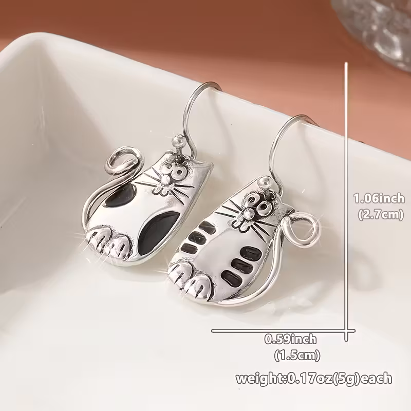 adorable cat drawing wire earrings for ladies veterinarians pet sitters 3d feline jewelry 3
