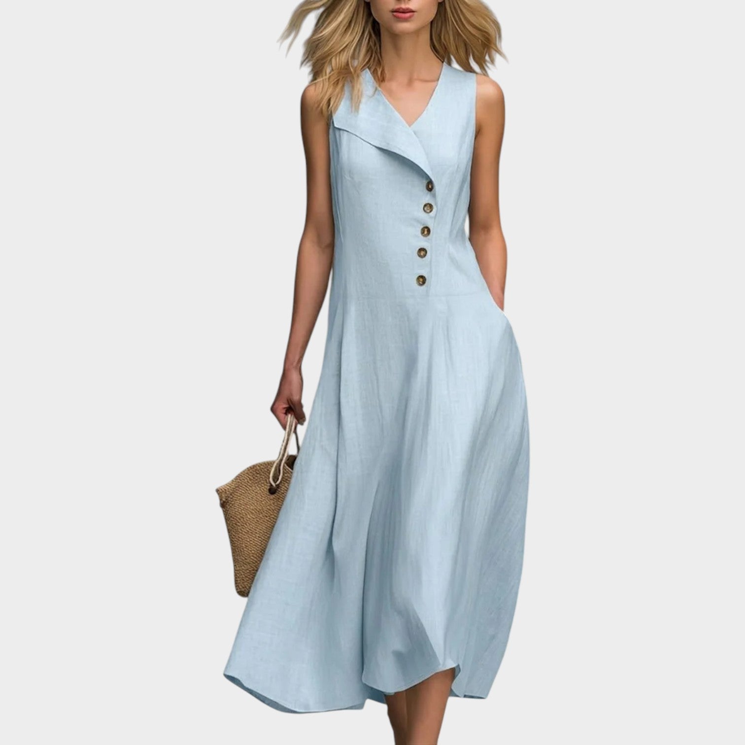 🌿Comfortable Casual Asymmetrical Button Midi Dress