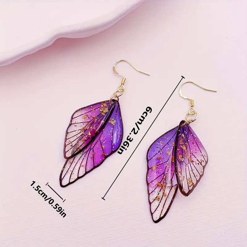 1pair fashion transparent resin wings drop earring beautiful earrings best gift for frinends 9