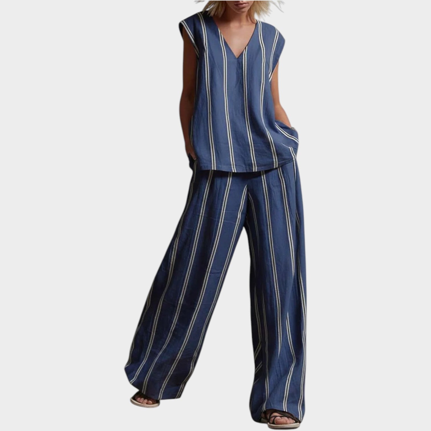 Today 50% off🔥Women’sStriped Linen Relax Set