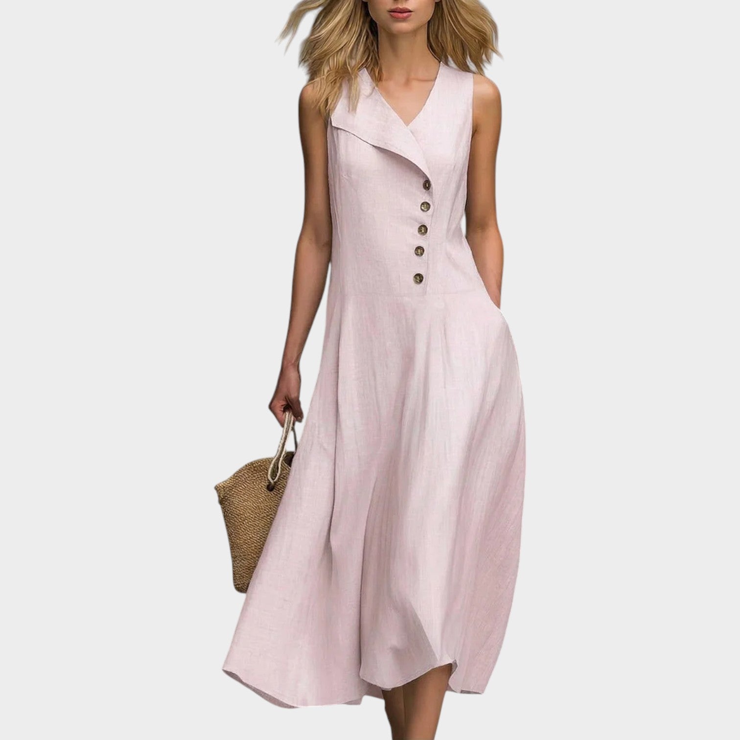 🌿Comfortable Casual Asymmetrical Button Midi Dress