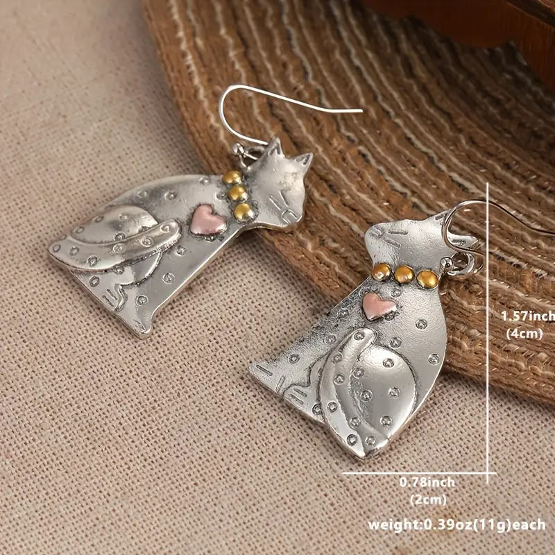 women exquisite cat drops silvery earrings party jewelry gifts 3
