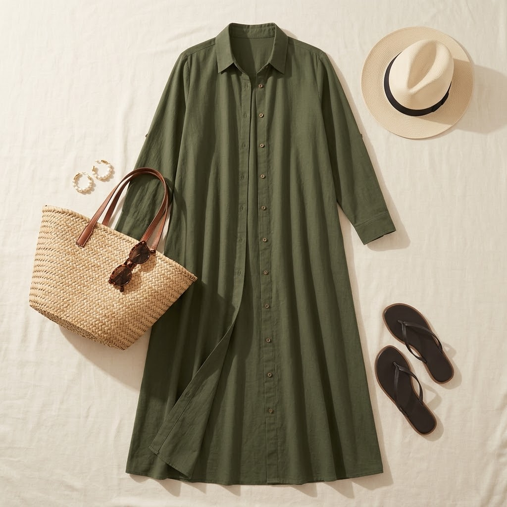 Effortless Maxi Shirt Dress with Pockets
