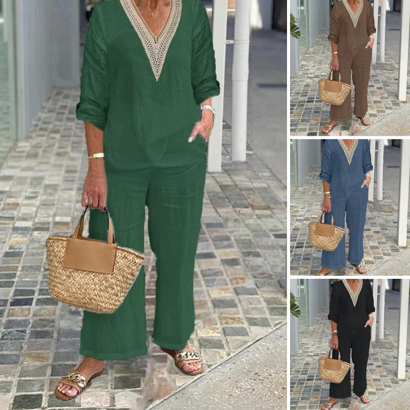 🥳2026 HOT SALE 50% OFF! 🥳 💞Women's V-Neck Top & Wide-Leg Pants