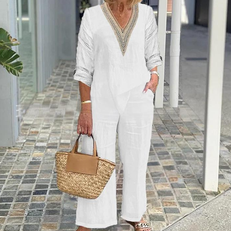 🥳2026 HOT SALE 50% OFF! 🥳 💞Women's V-Neck Top & Wide-Leg Pants