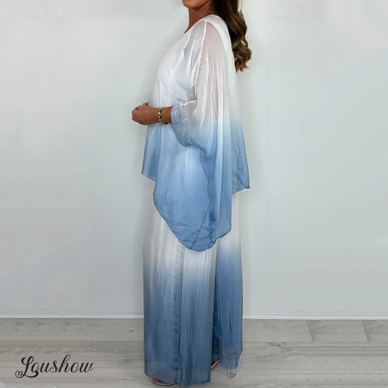 Mesh Mix Dip Dye Loose Flowy Top & Trouser Set