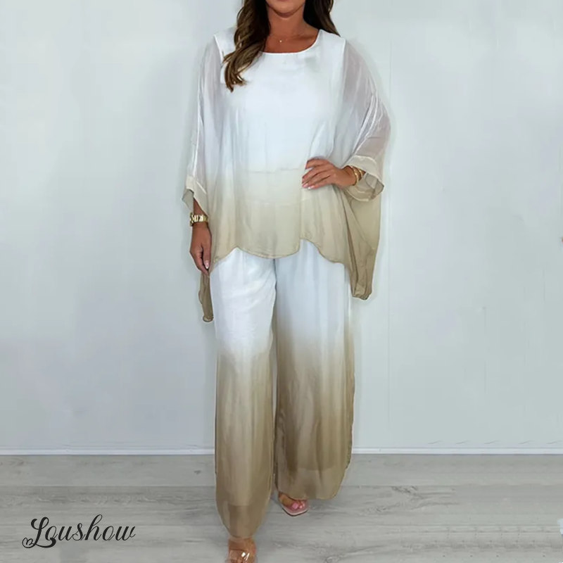 Mesh Mix Dip Dye Loose Flowy Top & Trouser Set