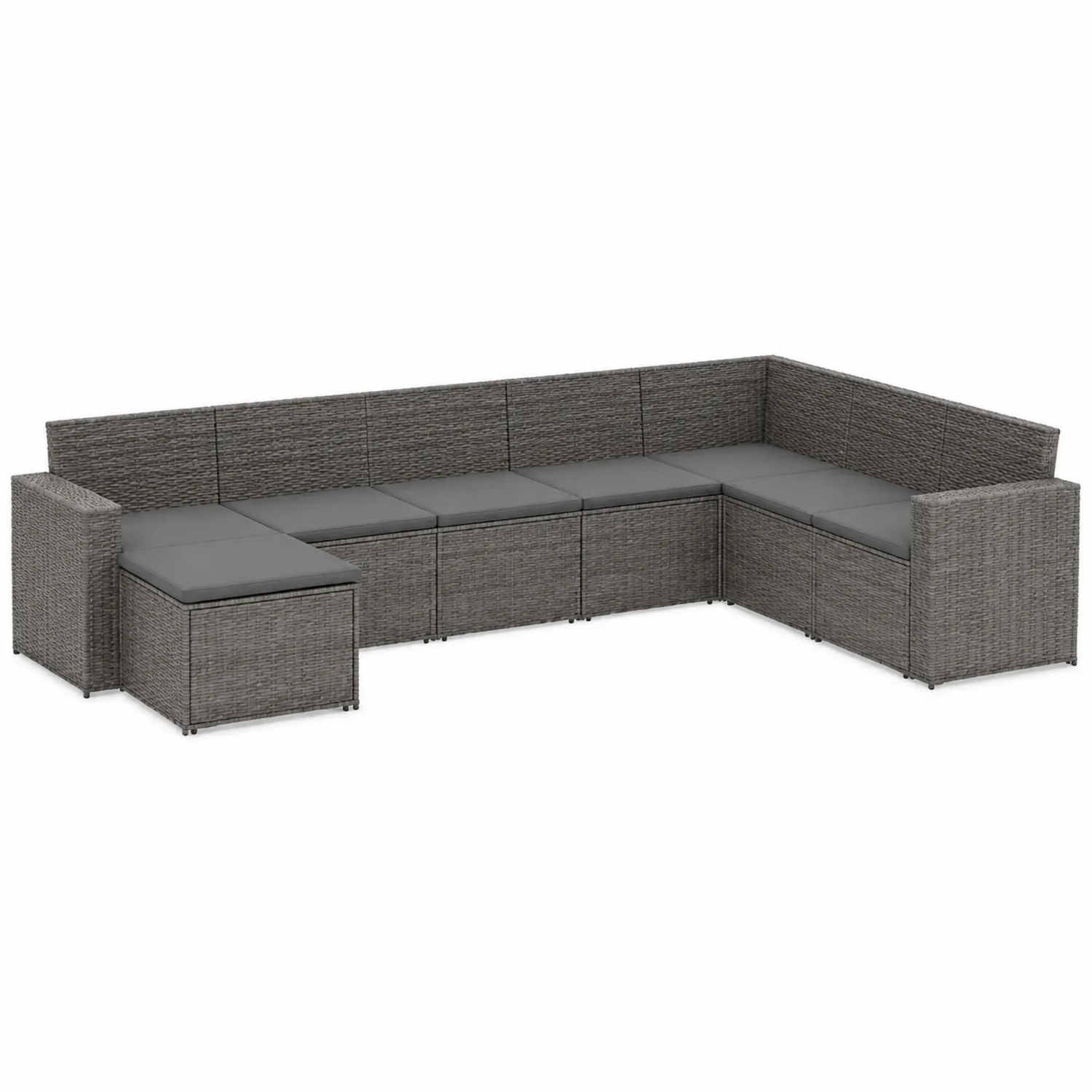 Conjunto de Sofás de Esquina de Ratán Sintético Gris 250 cm-Casabonitaix