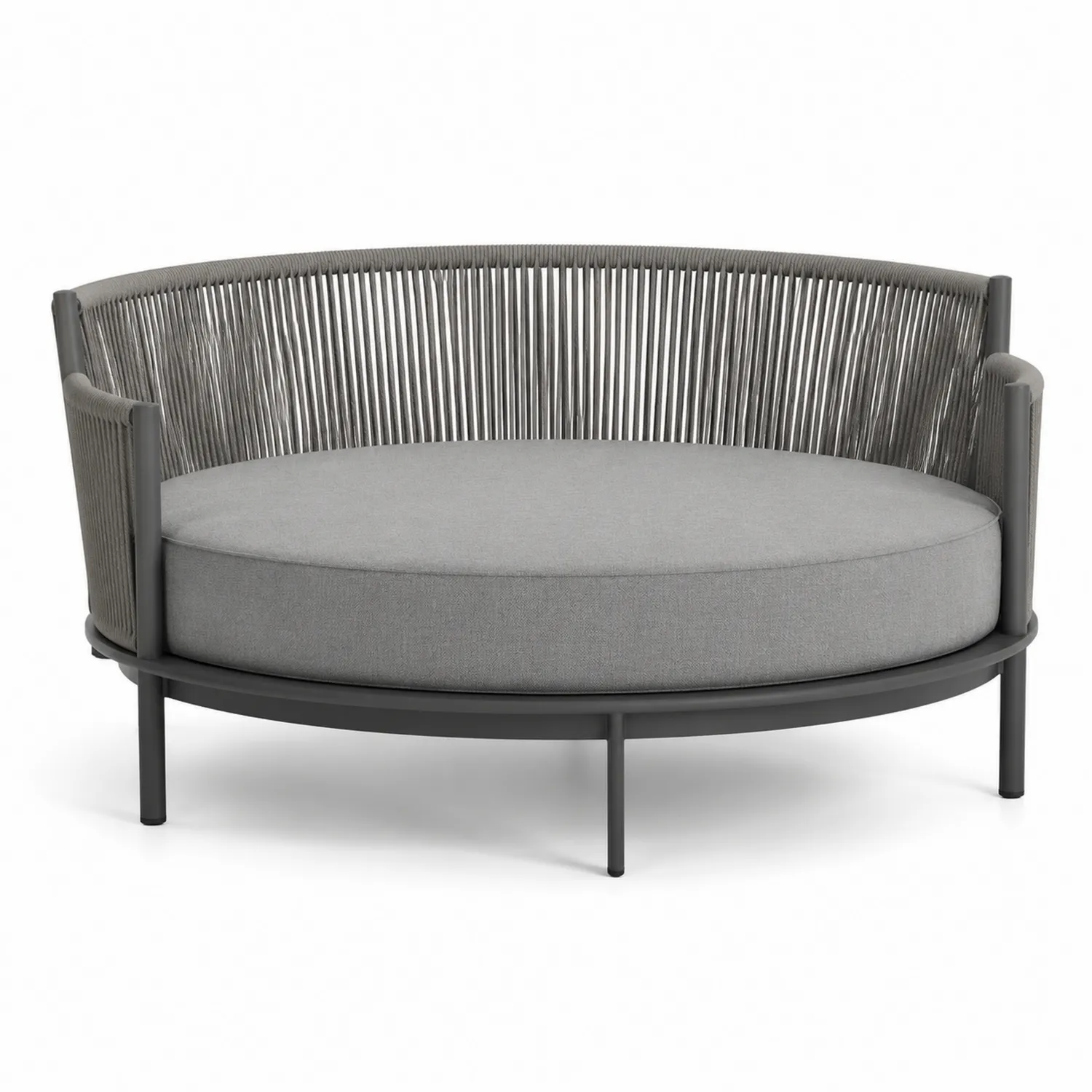 Sofá redondo de aluminio exterior con cojín gris-Casabonitaix