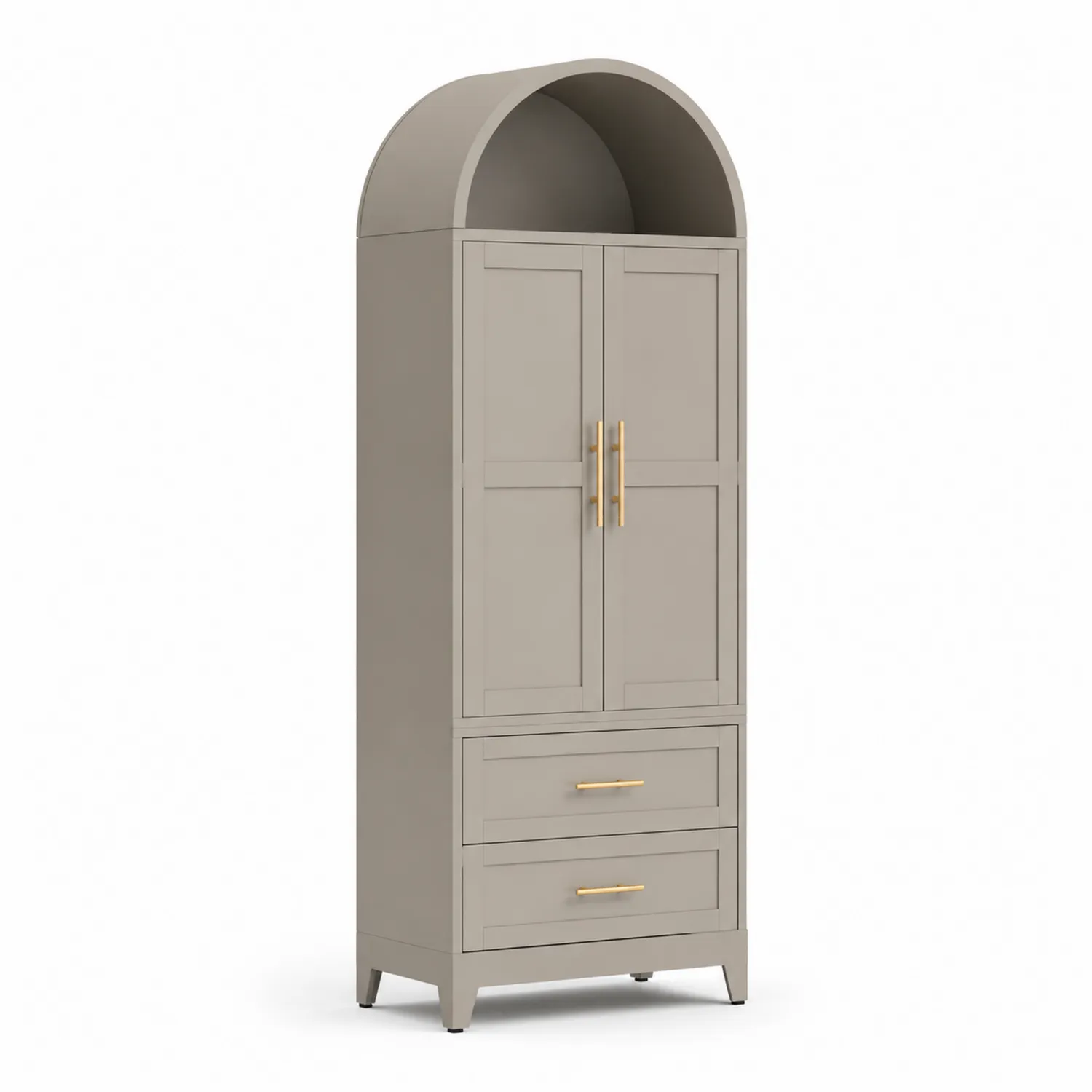 Armario alto de madera gris con arco y dos cajones-Casabonitaix
