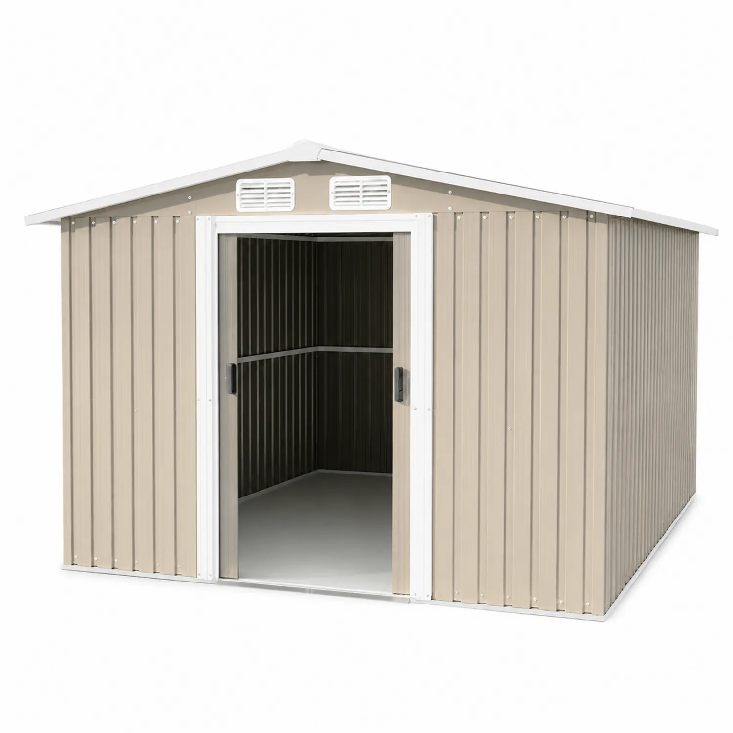 Cobertizo de Metal Beige 200x130x180 cm con Puertas Correderas-Casabonitaix